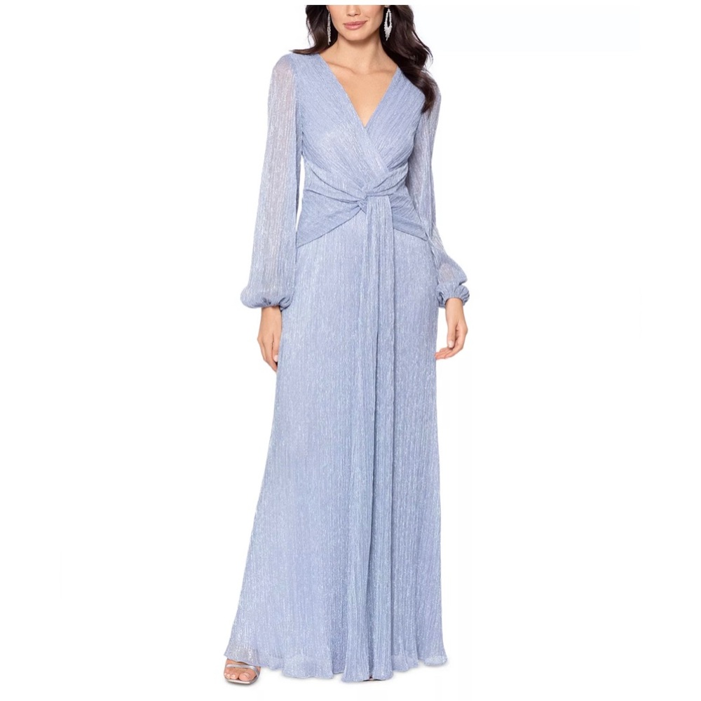 Betsy & Adam Women's Metallic Crinkled Gown